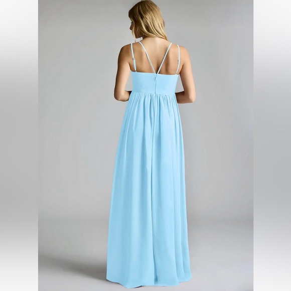 AZAZIE EMREE A-Line Chiffon Floor-Length Dress Sky Blue - Picture 3 of 16